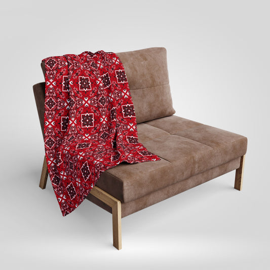 Cozy Red Patterned Arctic Fleece Blanket - Perfect for Winter Gatherings & Gift Giving