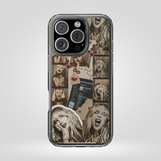 Sabrina Carpenter Vintage Photo Collage Clear Phone Case - Love You Design