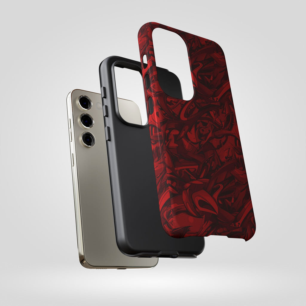 Abstract Pattern Red Black Tough Phone Cases: Bold Red Artistic Phone Case for Trendsetters - Roe Creation