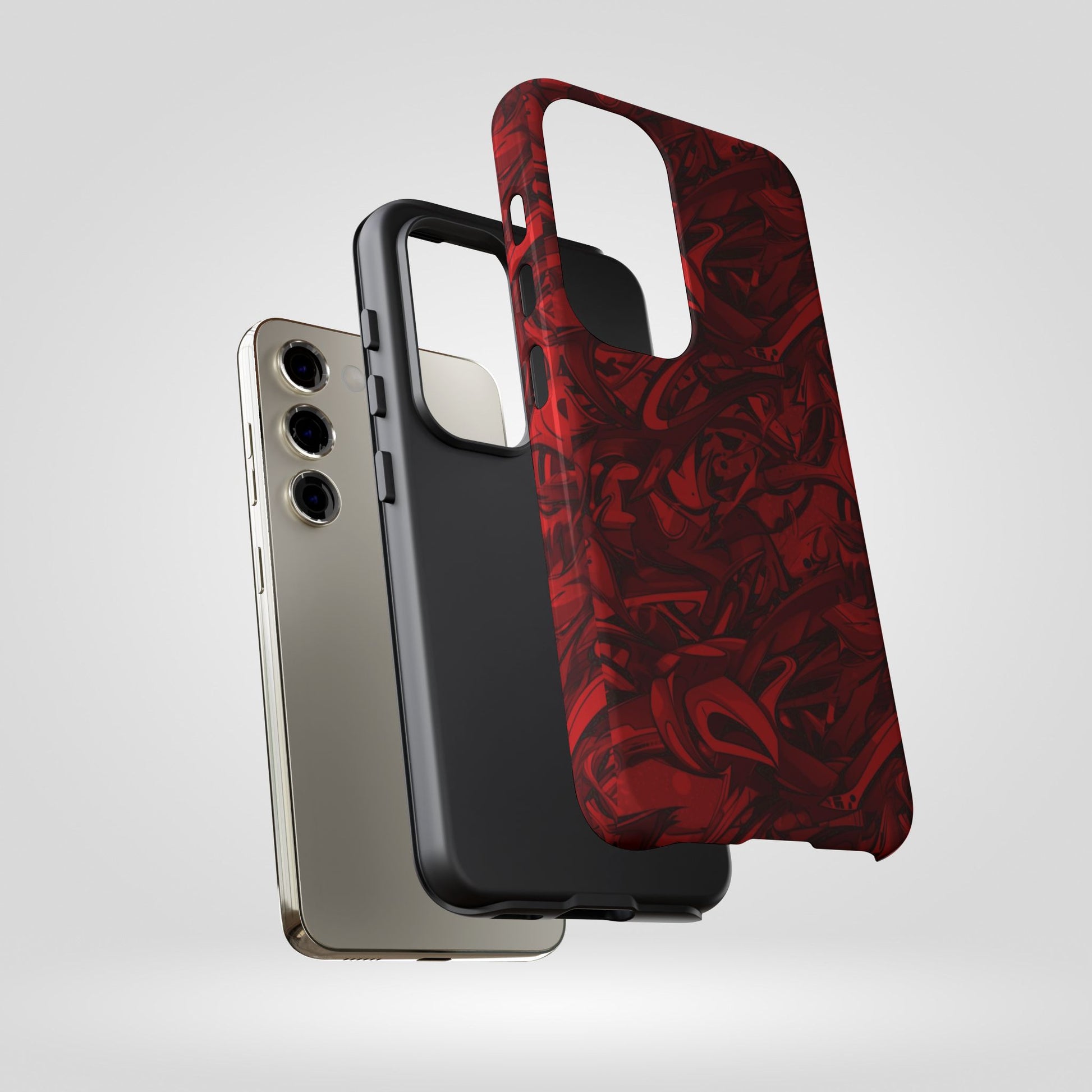 Abstract Pattern Red Black Tough Phone Cases: Bold Red Artistic Phone Case for Trendsetters - Roe Creation