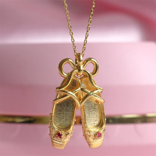 Copper Ballet Shoe Pendant Necklace - Roe Creation