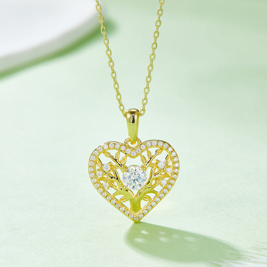 Moissanite 925 Sterling Silver Heart Shape Necklace - Roe Creation