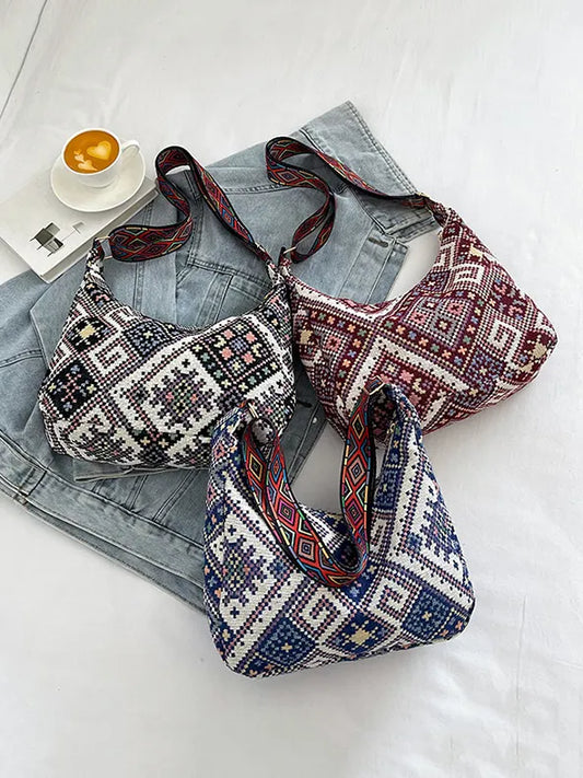 Ethnic Pattern Crossbody Bag with Adjustable Strap - Roe Creation