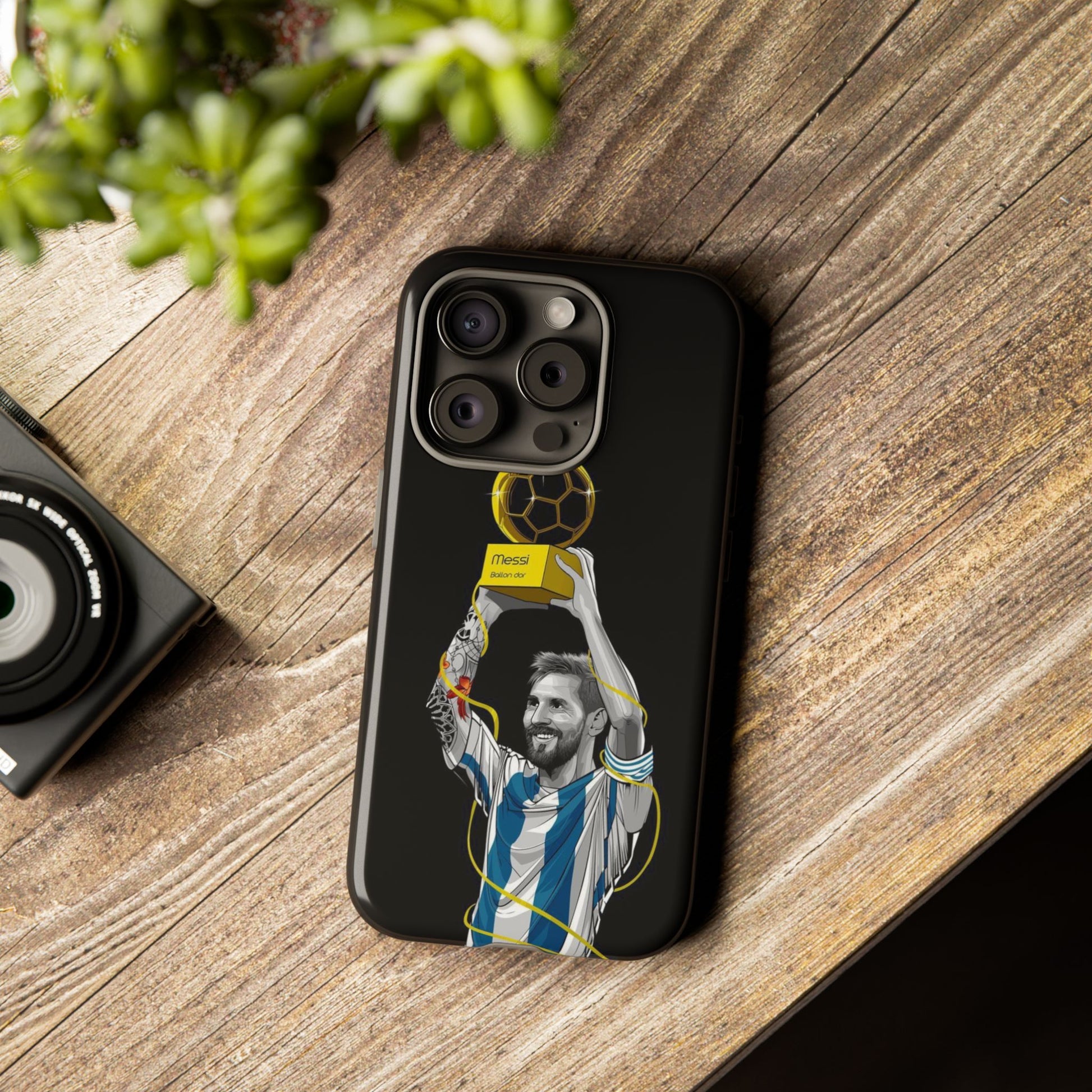 Messi Ballon Dor Black Phone Case - Tough Cases for Soccer Fans - Roe Creation