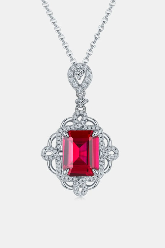 925 Sterling Silver Ruby Pendant Necklace - Roe Creation