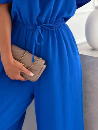 Off-Shoulder Ruffled Wide Leg Jumpsuit - Roe Creation