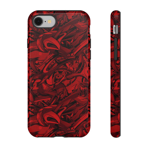 Abstract Pattern Red Black Tough Phone Cases: Bold Red Artistic Phone Case for Trendsetters - Roe Creation