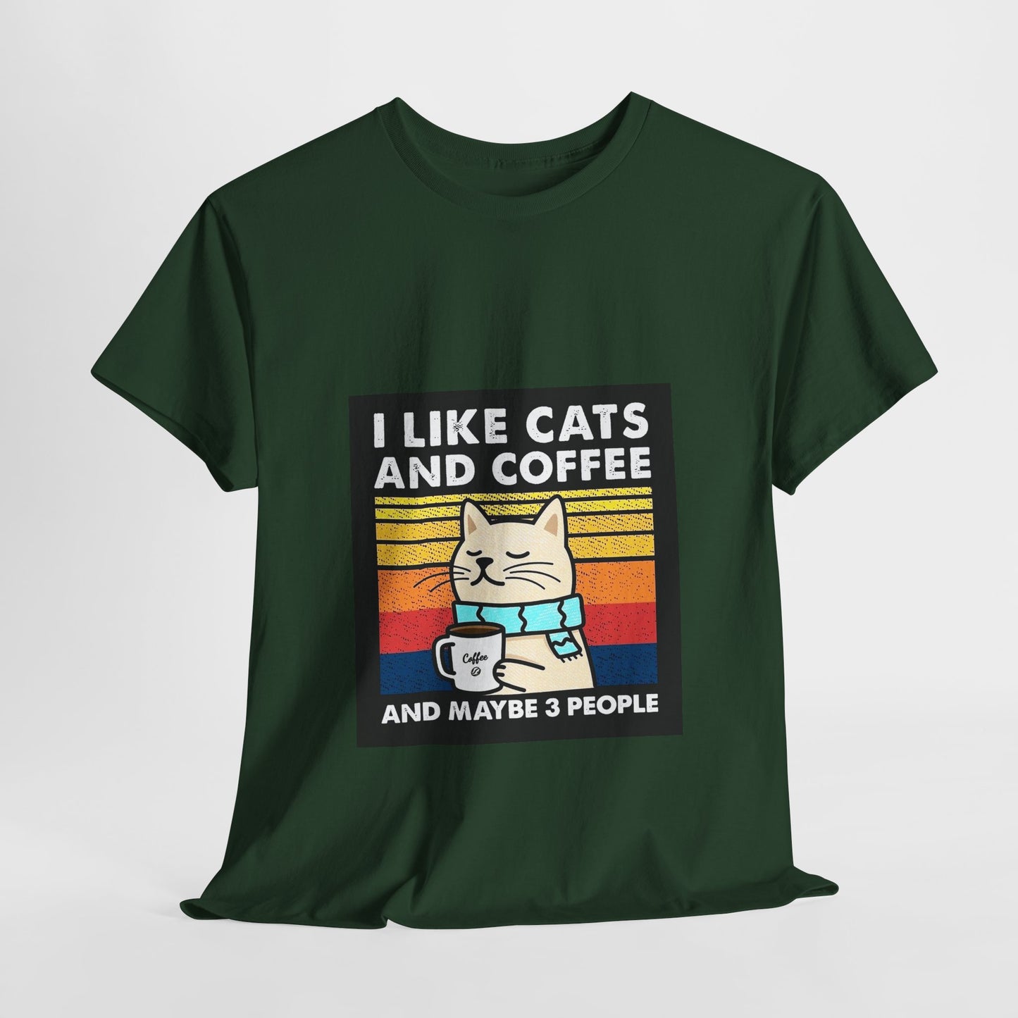 "I Like Cats and Coffee and Maybe 3 People" Unisex Heavy Cotton Tee - Roe Creation