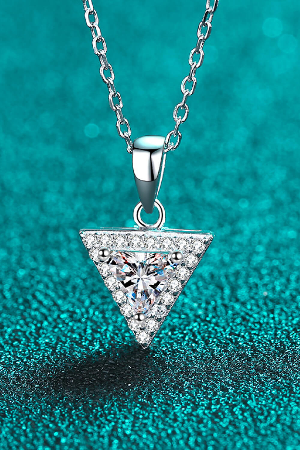 925 Sterling Silver Triangle Moissanite Pendant Necklace - Roe Creation