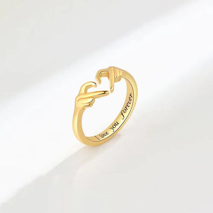 Hand Heart Shape 925 Sterling Silver Open Ring - Roe Creation