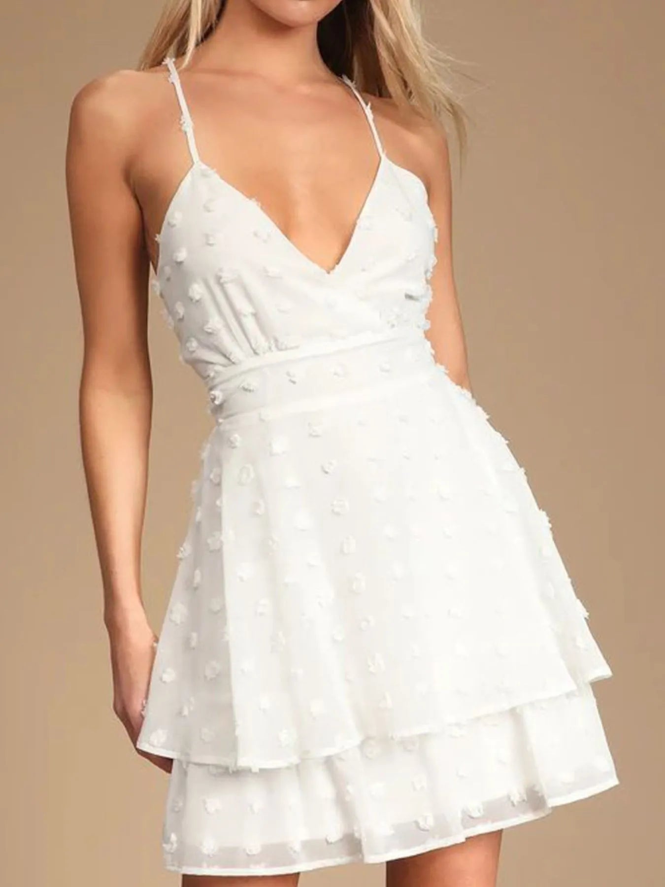 Swiss Dot V-Neck Cami Dress - Roe Creation
