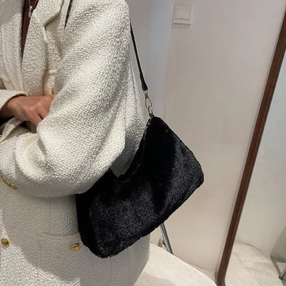 Faux Fur Shoulder Bag with Removable Strap - Roe Creation