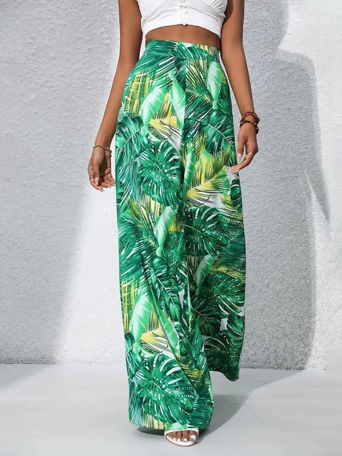 Printed High Waist Wide Leg Pants - Roe Creation