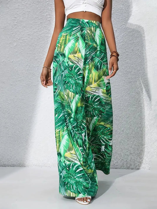 Printed High Waist Wide Leg Pants - Roe Creation