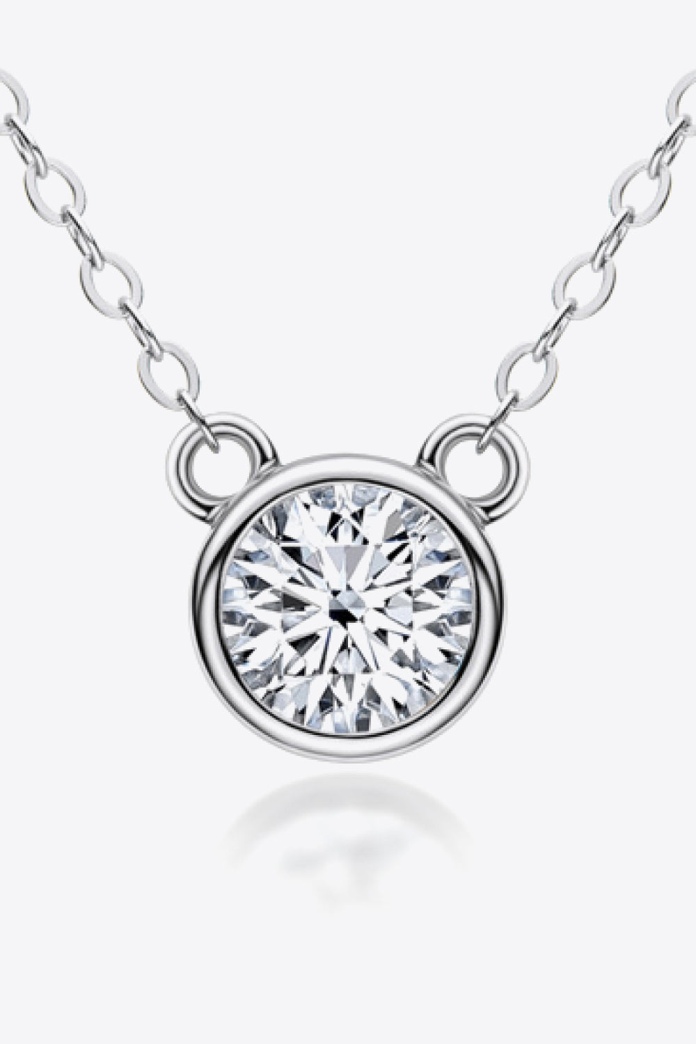925 Sterling Silver 1 Carat Moissanite Round Pendant Necklace - Roe Creation
