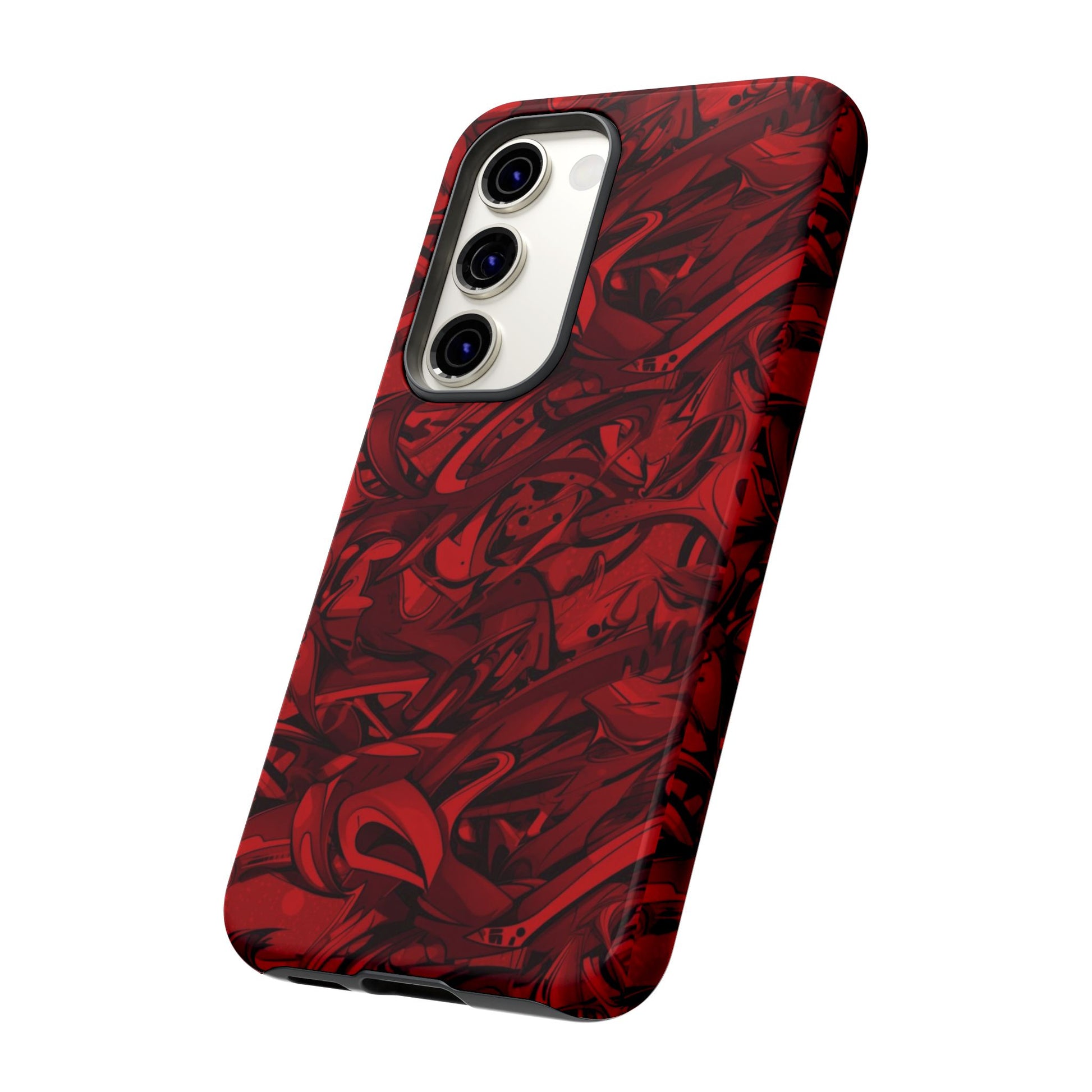 Abstract Pattern Red Black Tough Phone Cases: Bold Red Artistic Phone Case for Trendsetters - Roe Creation