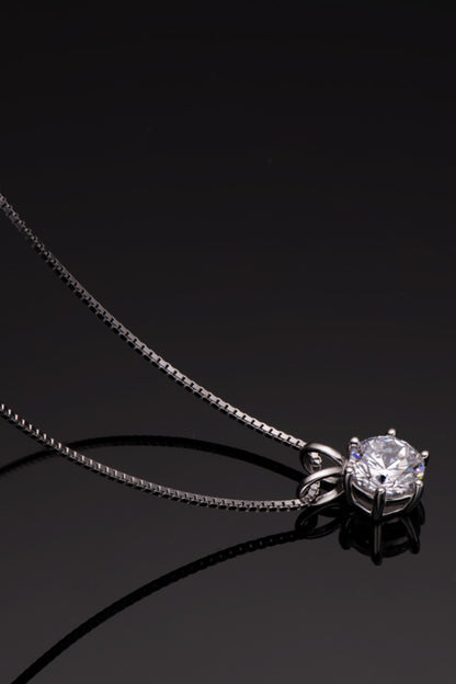 925 Sterling Silver 1 Carat Moissanite Pendant Necklace - Roe Creation