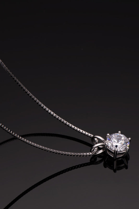925 Sterling Silver 1 Carat Moissanite Pendant Necklace - Roe Creation
