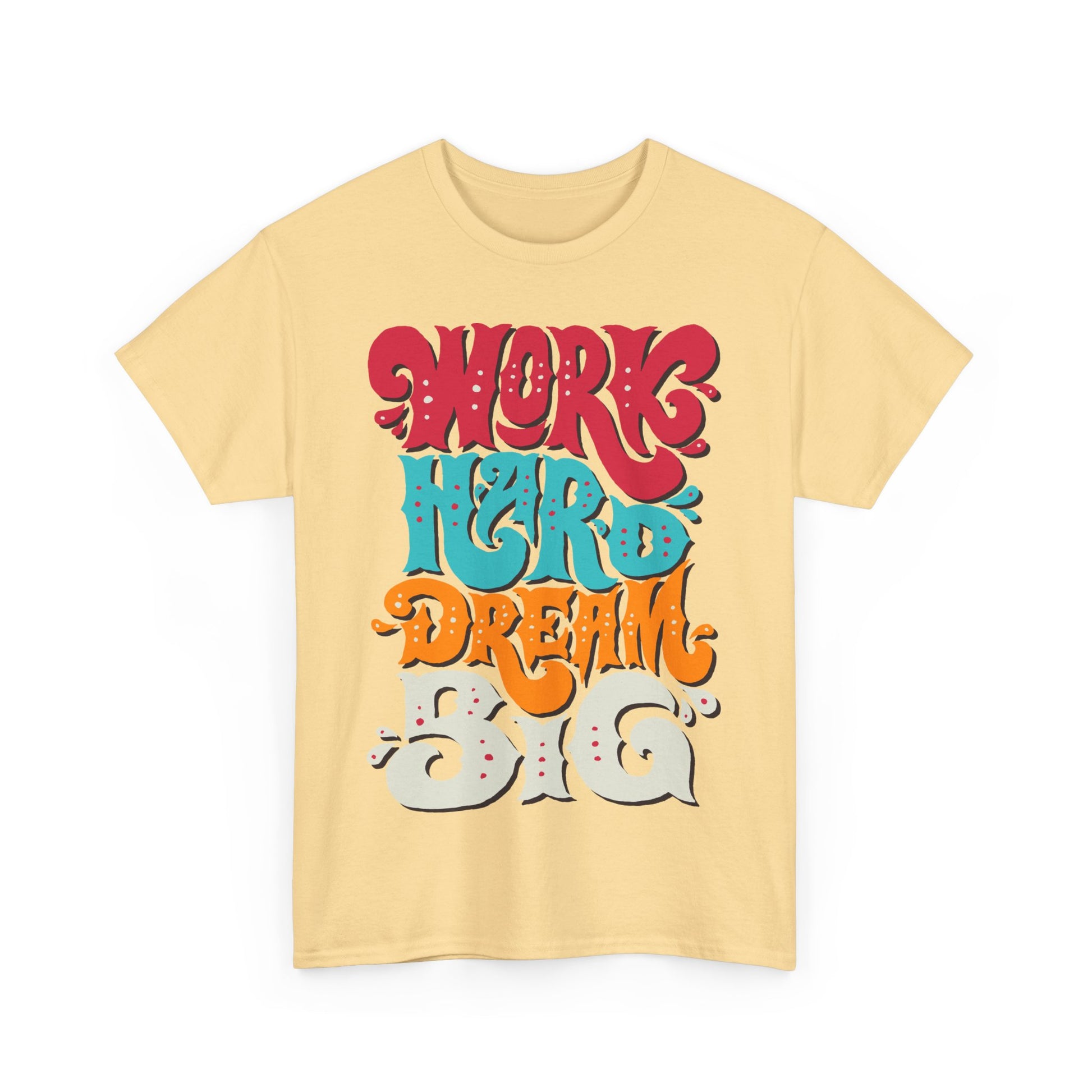 Motivational Unisex Heavy Cotton Tee - 'Work Hard, Dream Big' - Roe Creation