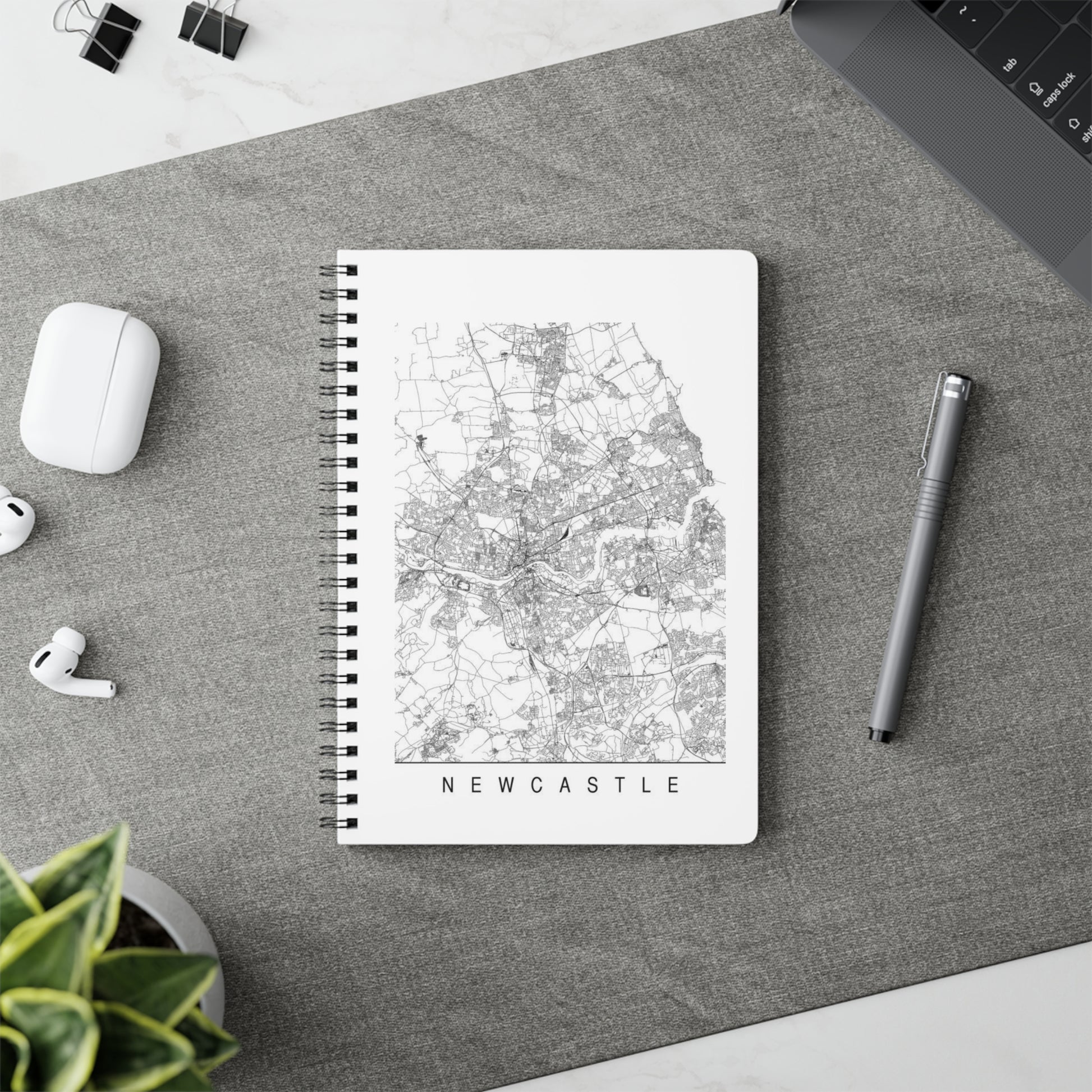 Newcastle Map Wirobound Softcover Notebook - Stylish A5 Journal for Travelers - Roe Creation