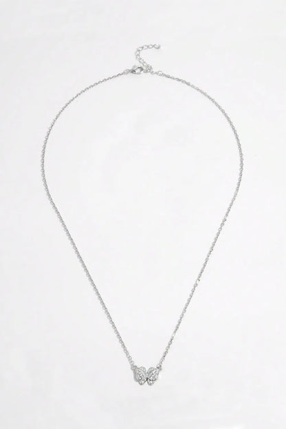 925 Sterling Silver Zircon Butterfly Pendant Necklace - Roe Creation