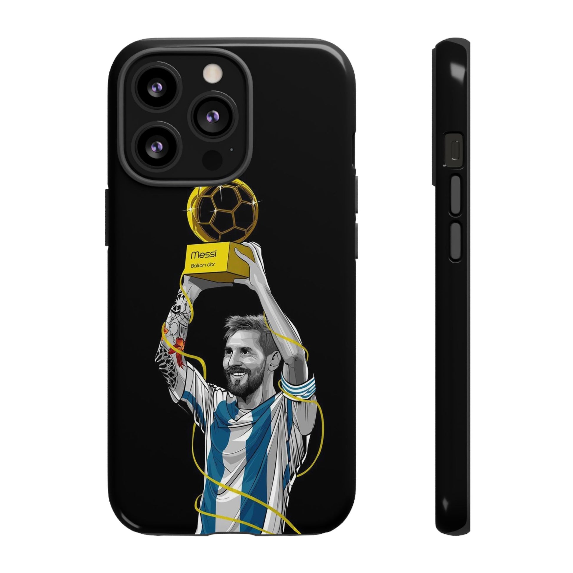 Messi Ballon Dor Black Phone Case - Tough Cases for Soccer Fans - Roe Creation