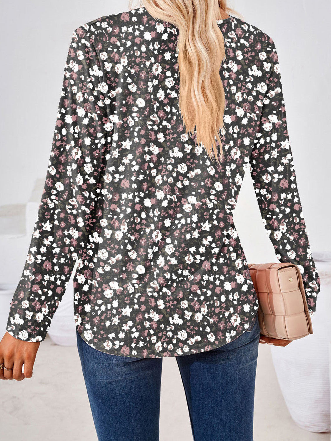 Boho Square Neck Long Sleeve Blouse – Full Size Bohemian Chic Top - Roe Creation