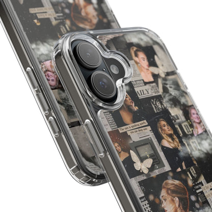 Adele Aesthetic Clear Phone Case with Butterfly Collage Design