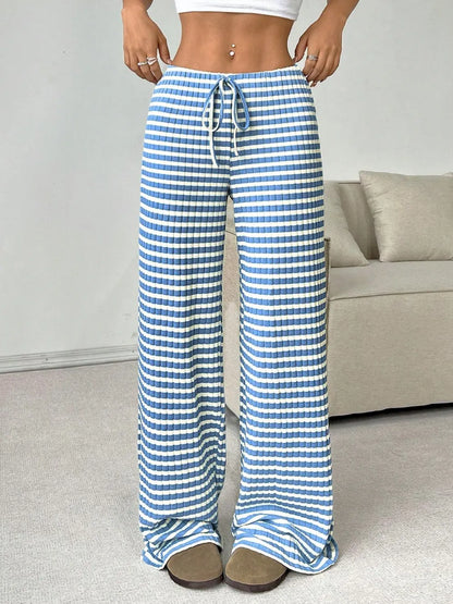 Tied Striped Wide Leg Pants - Roe Creation