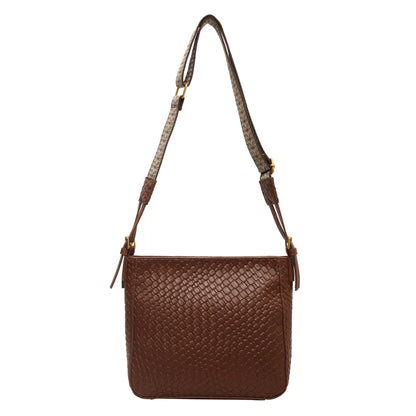 Woven Leather Shoulder Bag with Adjustable Strap - Roe Creation
