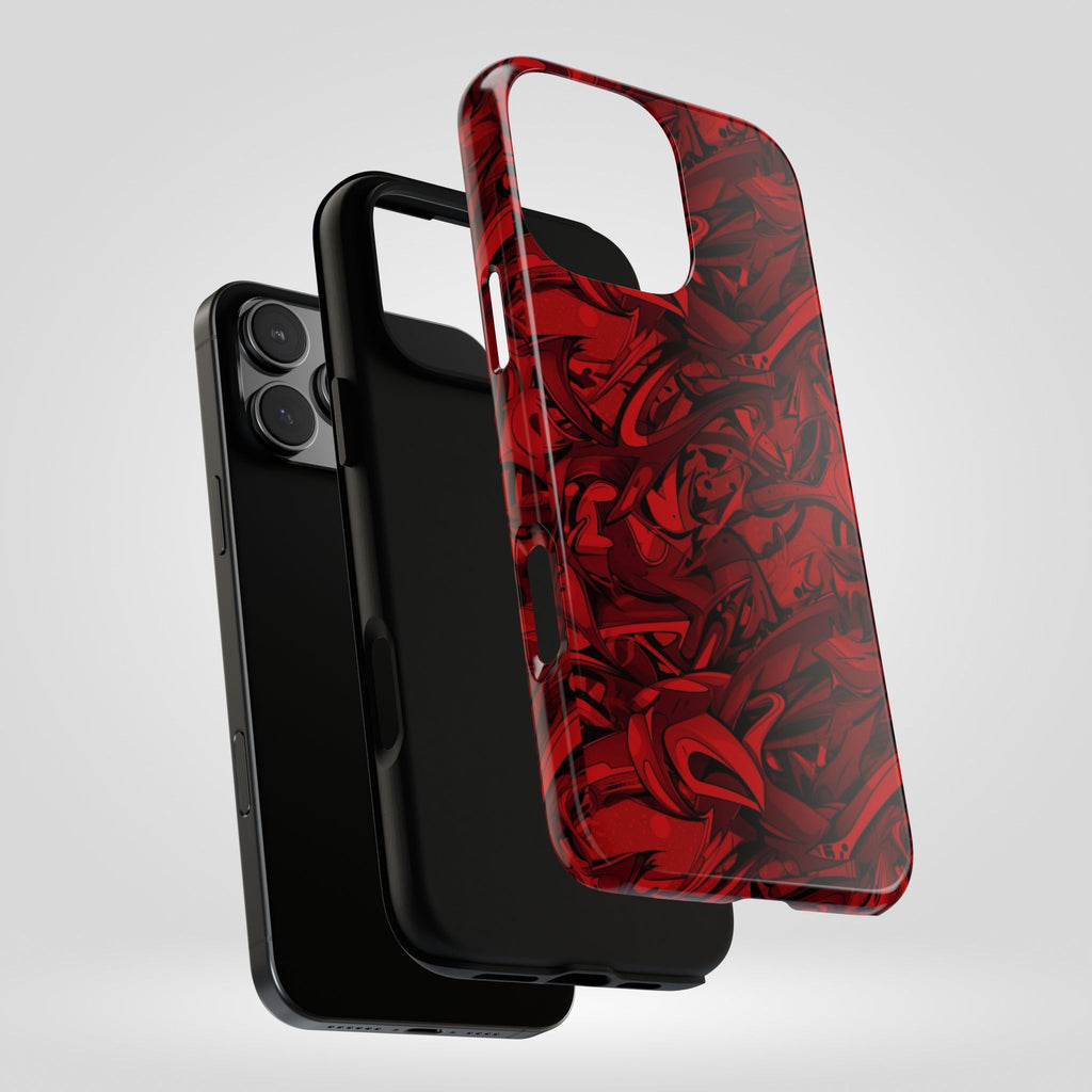 Abstract Pattern Red Black Tough Phone Cases: Bold Red Artistic Phone Case for Trendsetters - Roe Creation