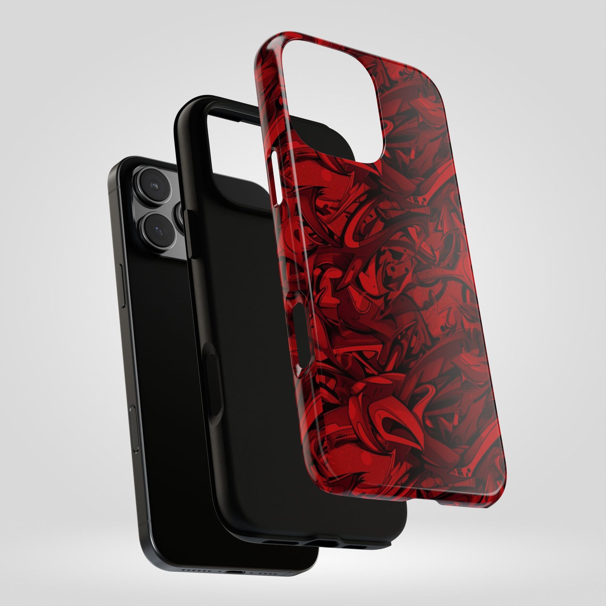 Abstract Pattern Red Black Tough Phone Cases: Bold Red Artistic Phone Case for Trendsetters - Roe Creation