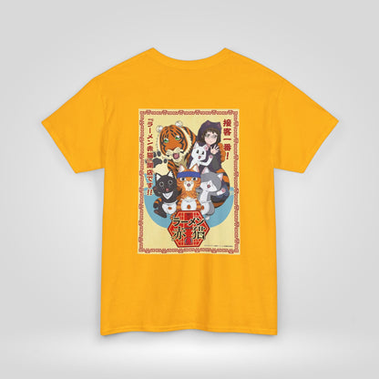 Cute Red Cat Ramen Unisex Heavy Cotton Tee - Ideal for Fans and Casual Wear