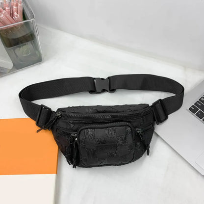 Checkered Nylon Crossbody Bag with Adjustable Strap - Roe Creation