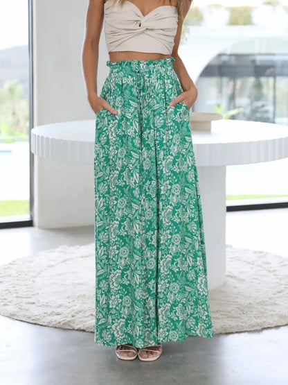 Printed Wide Leg Pants - Roe Creation