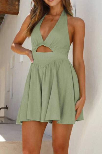 Cutout Halter Neck Mini Dress - Roe Creation