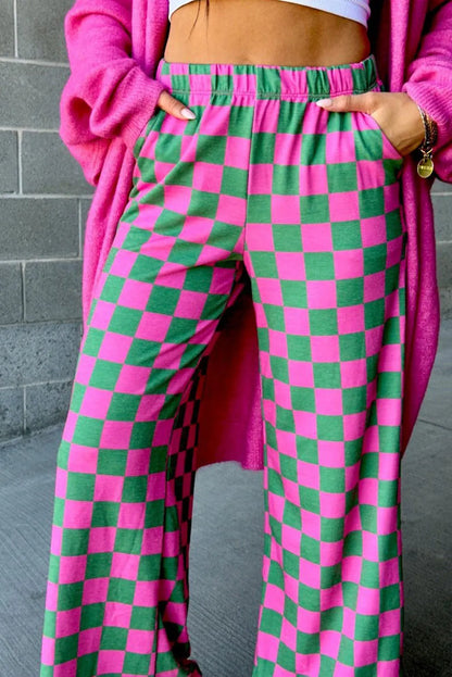 Checkered Wide Leg Pants - Roe Creation