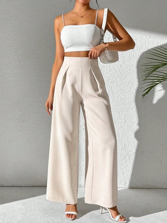 Wide Leg High Waist Pants - Roe Creation