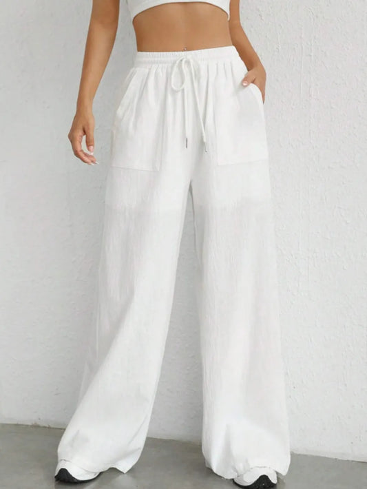 Drawstring Wide Leg Pants - Roe Creation