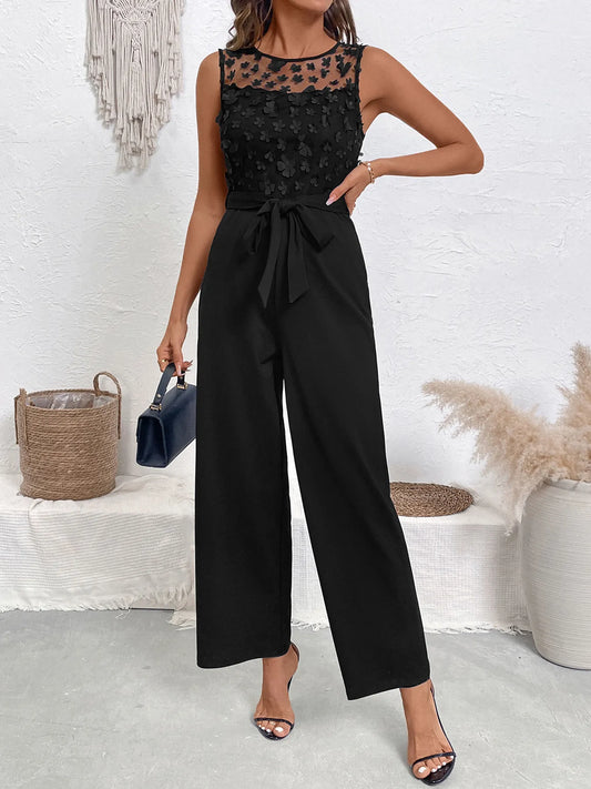 Flower Sleeveless Wide Leg Jumpsuit - Roe Creation