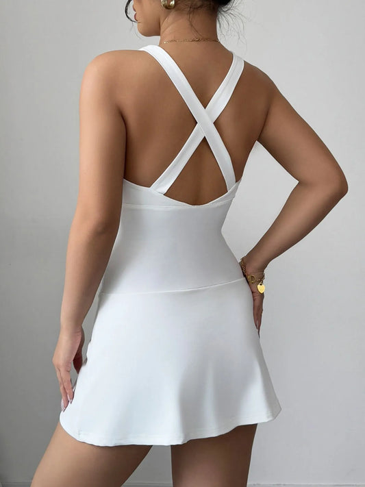 Crisscross V-Neck Romper Dress - Roe Creation