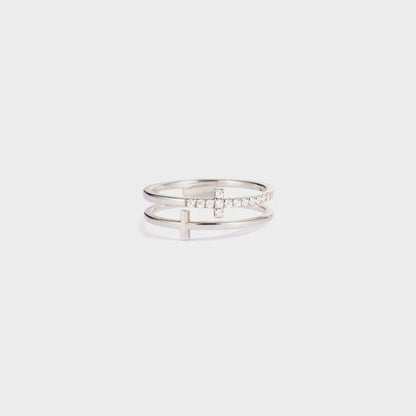 925 Sterling Silver Double Cross Ring - Roe Creation
