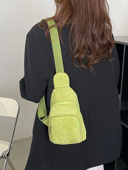 Corduroy Solid Colour Crossbody Bag - Roe Creation