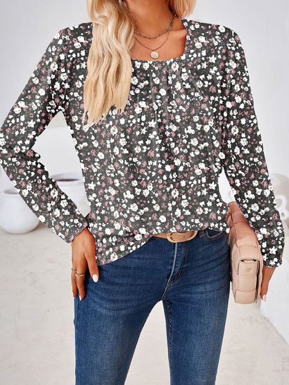 Boho Square Neck Long Sleeve Blouse – Full Size Bohemian Chic Top - Roe Creation