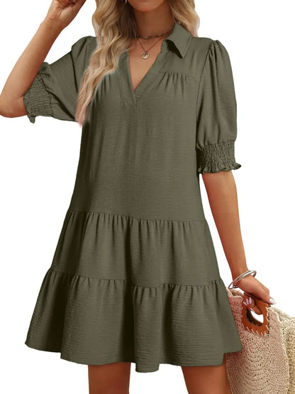 Johnny Collar Short Sleeve Mini Dress - Roe Creation