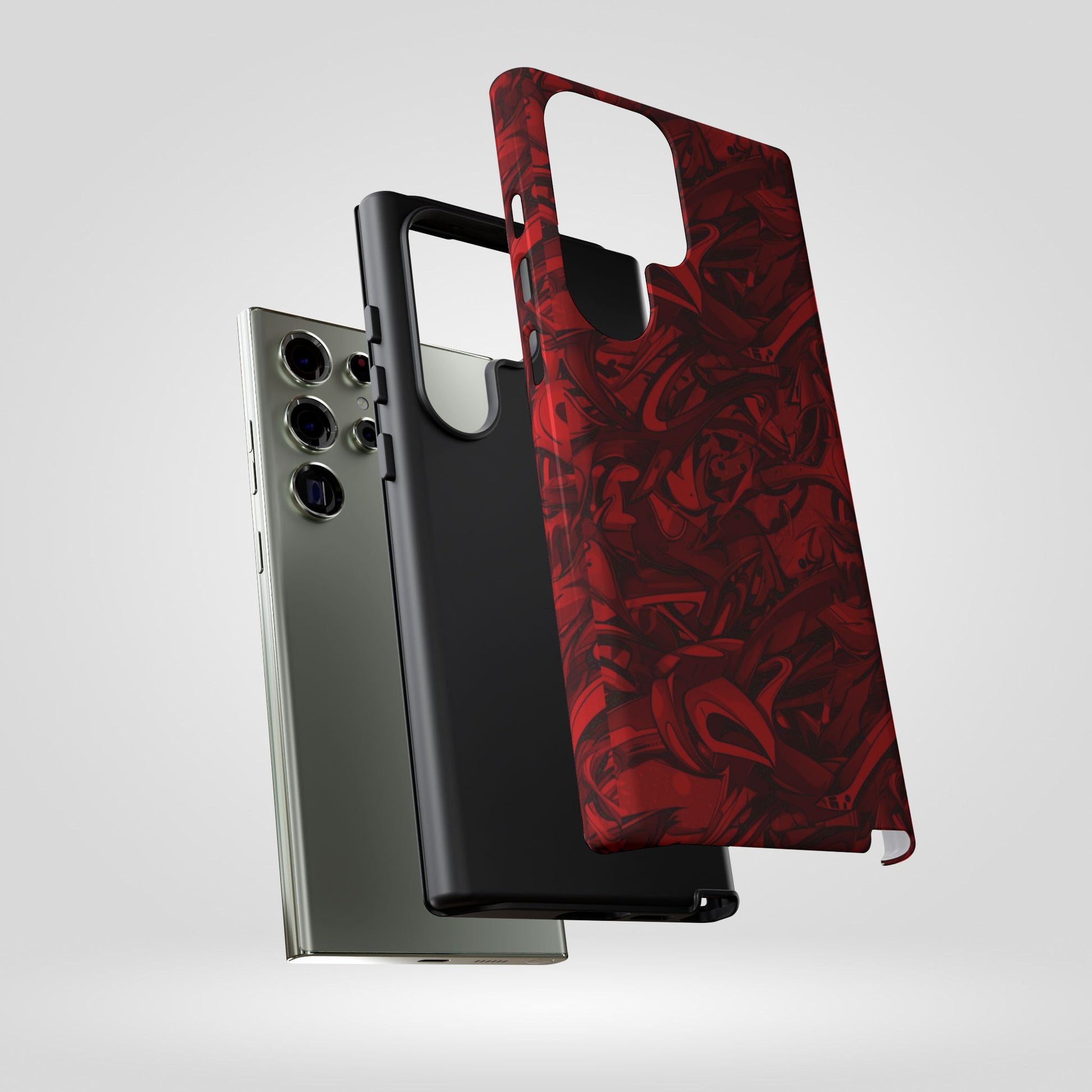 Abstract Pattern Red Black Tough Phone Cases: Bold Red Artistic Phone Case for Trendsetters - Roe Creation