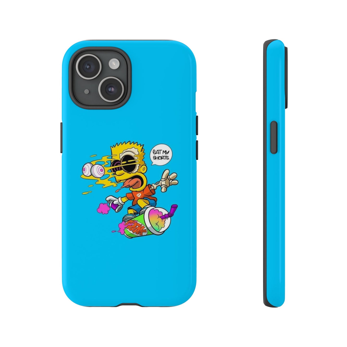 Spongebob Blue Cartoon iPhone Case - 'Eat My Shorts' Design