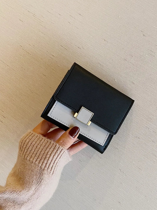 Contrast PU Leather Wallet - Roe Creation