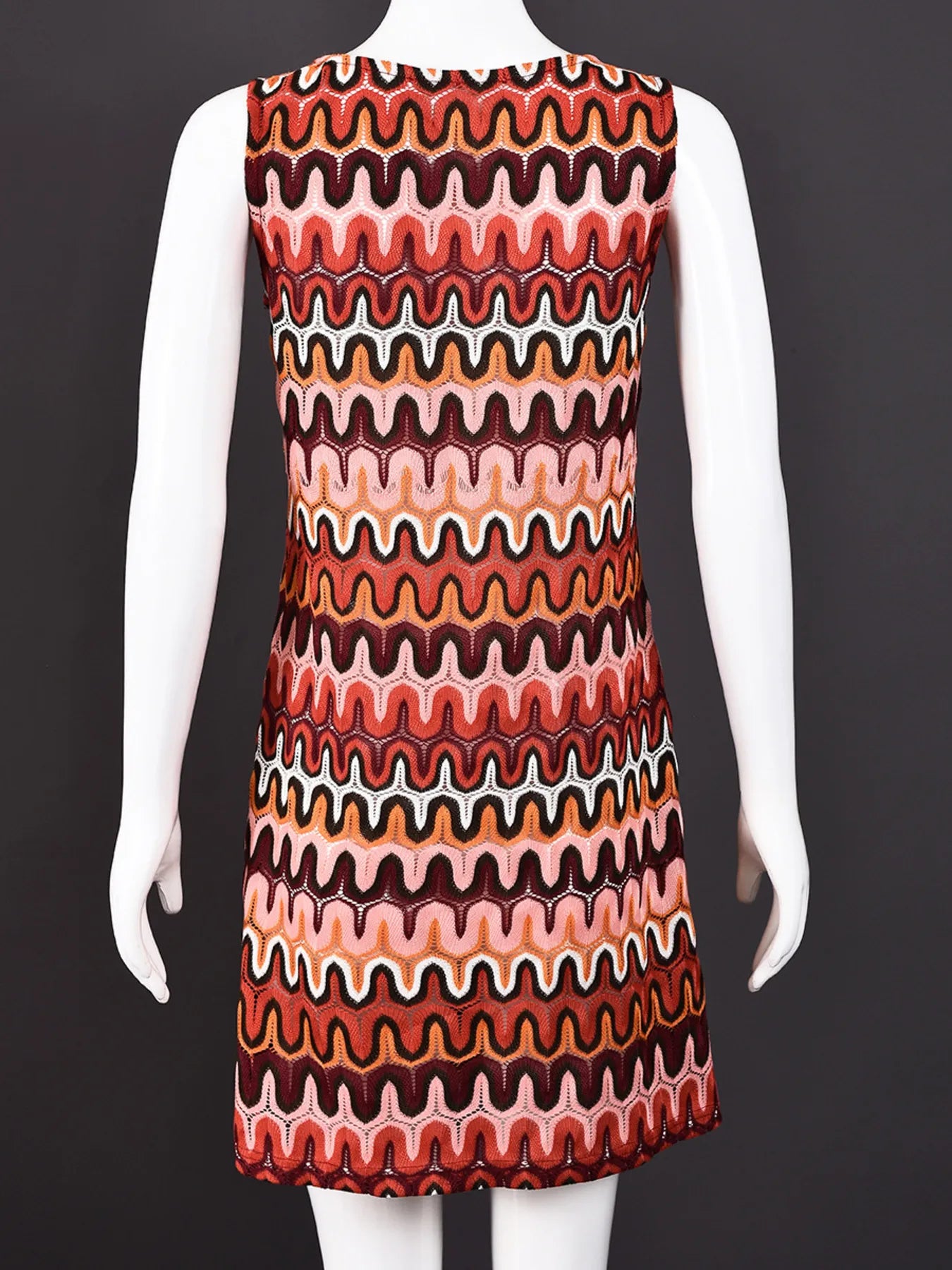 Printed Round Neck Sleeveless Dress - Roe Creation