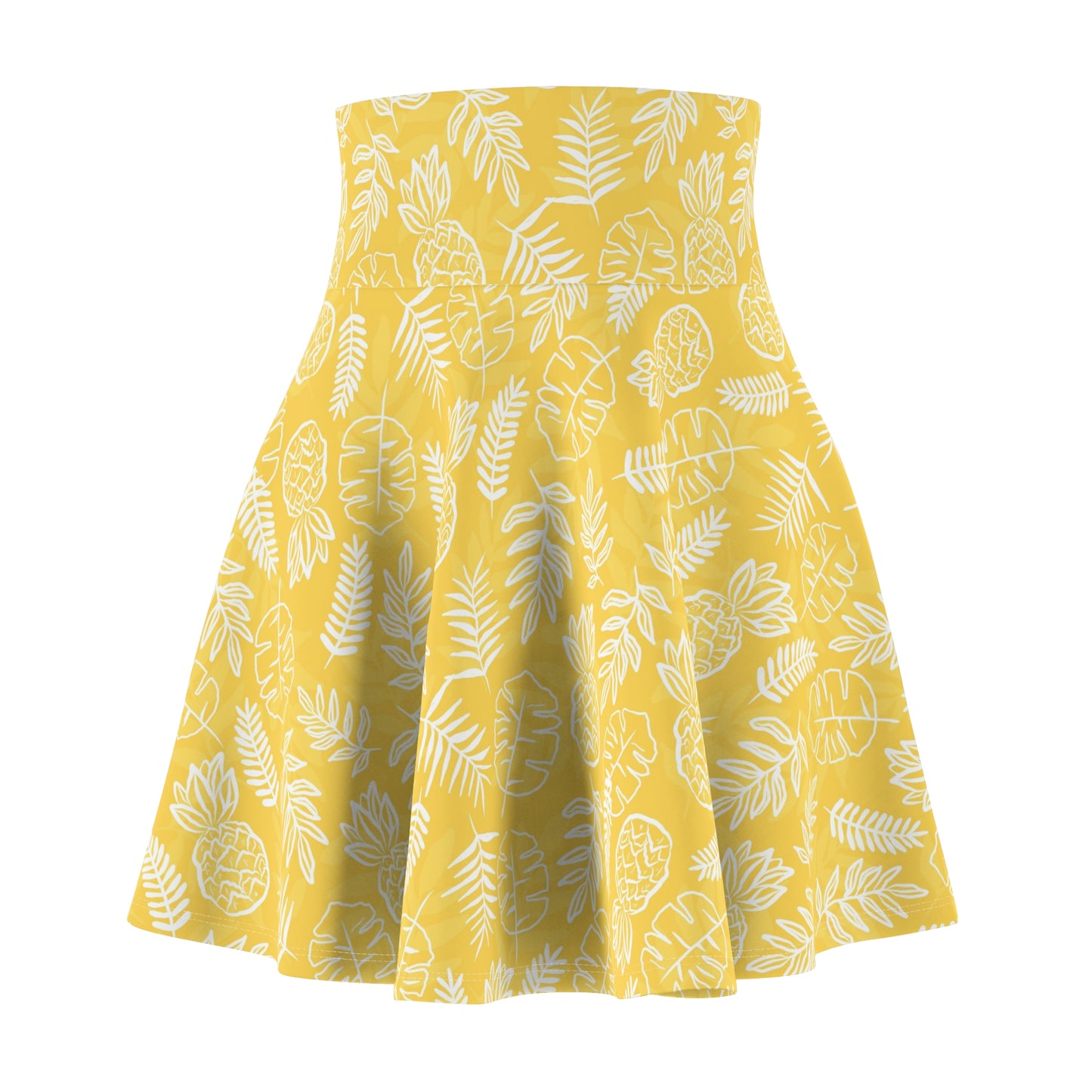 Tropical Print Women Skater Skirt - Bright Floral Design for Summer Days